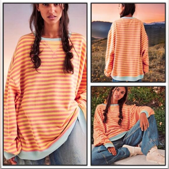 Free People Classic Striped Crew Neck Sweatshirt - Picture 12 of 16